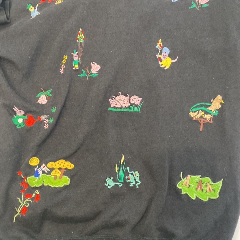 Flashlights Vintage Embroidered Knit Mock Neck Sweater Women’s Unique Sz Lg - Picture 9 of 14